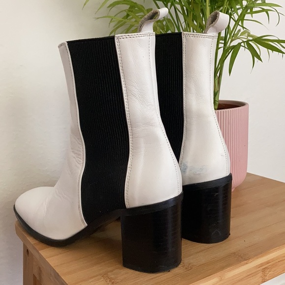 ZARA black and white leather ankle boots - Picture 3 of 4